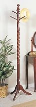 Cherry Finish Wood Twist Style Hat/Coat Rack Stand