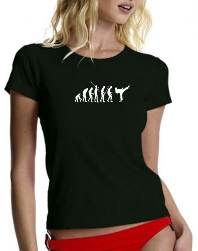 Coole-Fun-T-Shirts T-Shirt Karate evolution Kampfsport Boxen K1 Girly, schw, L, 10625_girl Preisvergleich