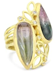 Julieli One Of A Kind 18k Gold Tourmaline and Diamond Bouquet Ring