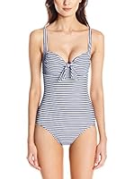 Seafolly Bañador Riviera Stripe Halter Maillot (Azul)
