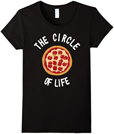 Women's The Circle Of Life Pizza TShirt XL Black