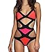 Meilun Women's Rayon Colorblock Bandage Swimsuit One Piece Bikini