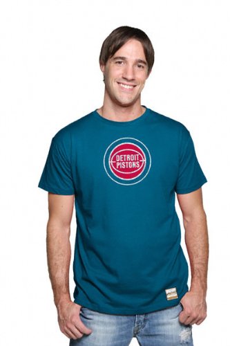 Detroit Pistons Fashion T-Shirt: Majestic Select Blue Piston Logo Paramount Heather Tee