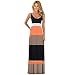 Tenworld Women Boho Spaghetti Strap Splicing Stripes Long Maxi Dress Party Dress (S = US 4)