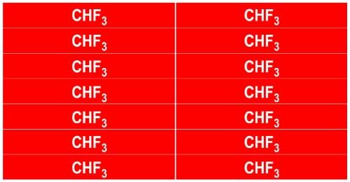 CHF3 ____Gas Pipe Tubing Labels__ <PACKAGE OF 28 LABELS> 3/8" Height, 3" Width, White Letters on Red Background, TEMPO GAS SYSTEMS High-visibility, Industry-standard Information and Safety Labels