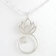 Lotus Flower Charm Holder or Pendant in Sterling Silver on 18" Ball Chain, #8438