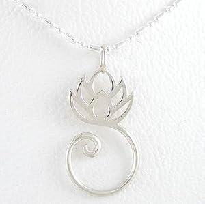 Lotus Flower Charm Holder or Pendant in Sterling Silver on 18" Bead Chain, #8438