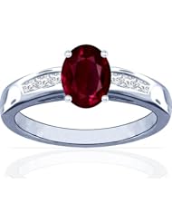 18K White Gold Oval Cut Ruby Ring With Sidestones (GIA Certificate)