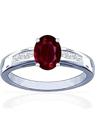 Platinum Oval Cut Ruby Ring With Sidestones (GIA Certificate)