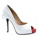 4.5 Inch Women's Sexy Pump Shoes Open Toe High Heels Peep Toe Black White