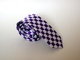 woman neckties:Thin Necktie Skinny Necktie Narrow Tie (Purple and White Checker)
