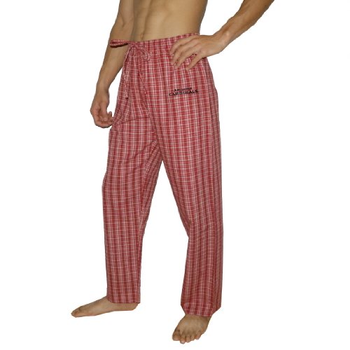 Mens NFL Arizona Cardinals Plaid Cotton Thermal Sleepwear / Pajama Pants - Red & White (Size: L)