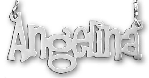 Personalized Sterling Silver Funky Any Name Necklace Custom Nameplate Jewelry