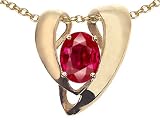 1.80 cts Created Ruby Heart Shaped Pendants - 14kt White or Yellow Gold