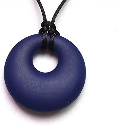 Teether Baby Silicone Necklace Bling Teething Chew Pendant All Natural BPA Free 27 Inches Dark Blue