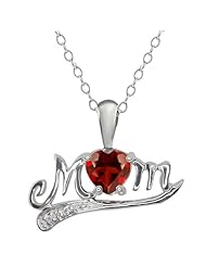 0.56 Ct Heart Shape Red Garnet White Diamond 14K White Gold Pendant