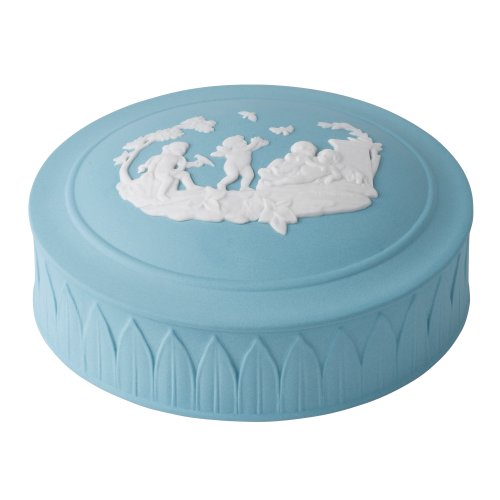 Wedgwood Jasper Classic White on Turquoise Trinket Box