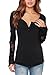 SunWard(TM) Women Sexy Backless Net Yarn Splice Long Sleeve Shirt (XLarge, Black)