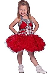 Toddler Crystal Lace Floor Length Organza   Ball Gown Pageant Dress 