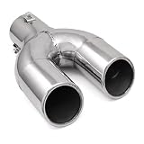 Brand New 304 Stainless Steel Polished 2.5 Inlet 2 Double Dual Tailpipe Exhaust... by Astra Security