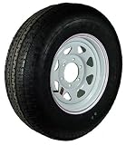 15 x 6 White Spoke Trailer Wheel with bias ST22575D15D Tire Mounted (6-5.5 bolt circle)