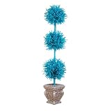 3-Ball Tinsel Potted Tree- Blue(5')