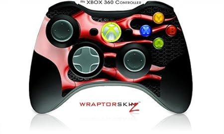 XBOX 360 Wireless Controller Decal Style Skin - Metal Flames Red (Controller Not Included)