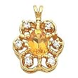 14K Yellow Gold Citrine and Diamond Pendant