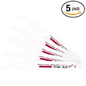 Milwaukee 48-00-5026 The Ax 9-Inch 5 TPI Reciprocating Saw Blades, 5-Pack