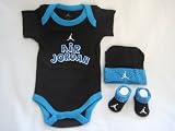Nike Jordan Infant New Born Baby Boy/Girl Shoulder Bodysuit, Booties and Cap 0-6 Months with Air Jordan Sign One Set 3 Piece Set