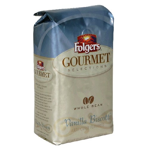 Folgers Gourmet Selections Whole Bean Coffee, Vanilla Biscotti, 12-Ounce Bags (Pack of 3)