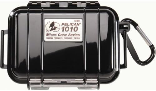 Pelican Genuine 1010 Micro Case Solid Black with Black Lid And Carabiner