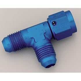 Earl's 926106 Blue Anodized Aluminum -6AN Tee - Female Swivel On Run Adapter
