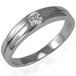 Princess Cut Diamond Cubic Zirconia Platinum Overlay Sterling Silver Band Ring - Men