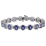 14K White Gold Tanzanite and Diamond Bracelet