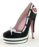 Leg Avenue Shoes Sexy Sports Black Canvas Referee Sneaker High Heel Costume Shoes