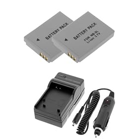 GTMax 2x NB-5L Replacement Li-ion Battery + AC & Travel Charger with Car Adapter for Canon PowerShot SX210 SX200 SX230 SD850 IS Digital Camera