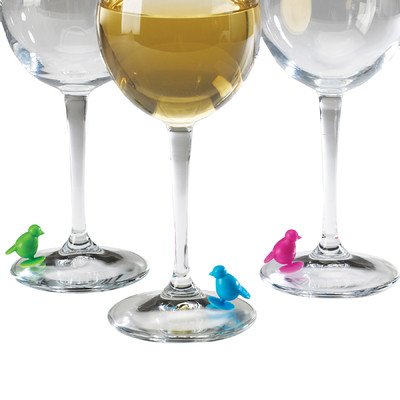 Umbra Perch 6 Bird Rubber Wine Glass Charms