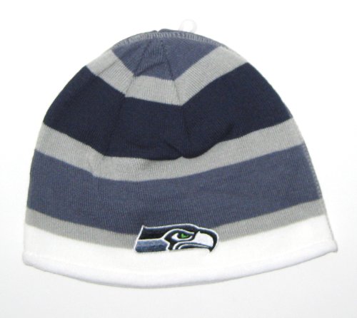 Seattle Seahawks NFL Reebok Team Apparel Striped Knit Beanie Hat