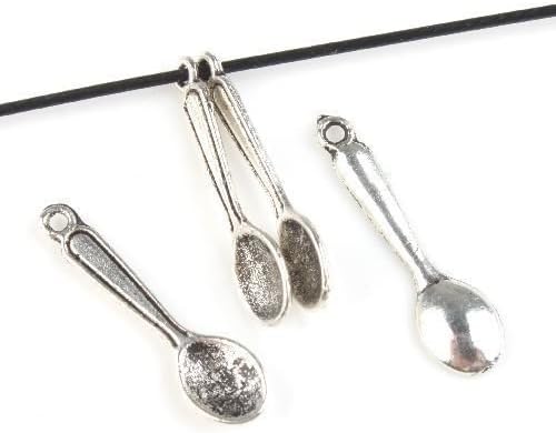 FO 100pcs Antique Silver Tone Small Spoon Alloy Pendants Fit Jewelry DIY Making