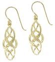 18k Yellow Gold Overlay Sterling Silver Celtic Design Oval Dangle Earrings