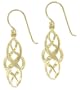 18k Yellow Gold Plated Sterling Silver Celtic Design Oval Dangle Earrings