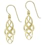 18k Yellow Gold Overlay Sterling Silver Celtic Design Oval Dangle Earrings