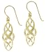 18k Yellow Gold Overlay Sterling Silver Celtic Design Oval Dangle Earrings