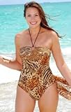 Your Best Look Leopard Paisley Bandeau Swimsuit - Women's Swimsuit Plus Size Swimsuit
