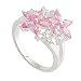 Sterling Silver Pink and White CZ Flower Ring - Band Width 2mm. Setting 18mm x 16mm.