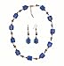 Necklace - Earrings Set - N497 - Murano & Glass Beads + Matching Earrings ~ Blue Squares