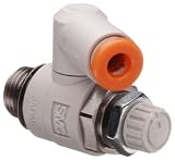 Best Price SMC AS2301F-U01-03 Air Flow Control Valve with One-Touch Fitting, PBT & Nickel Plated Brass, Universal, 1/8