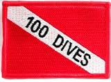 100 Dives Patch Embroidered Iron On Scuba Diving Diver Down Flag Emblem Souvenir