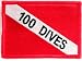 100 Dives Patch Embroidered Iron On Scuba Diving Diver Down Flag Emblem Souvenir